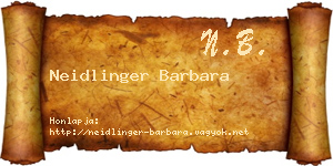 Neidlinger Barbara névjegykártya